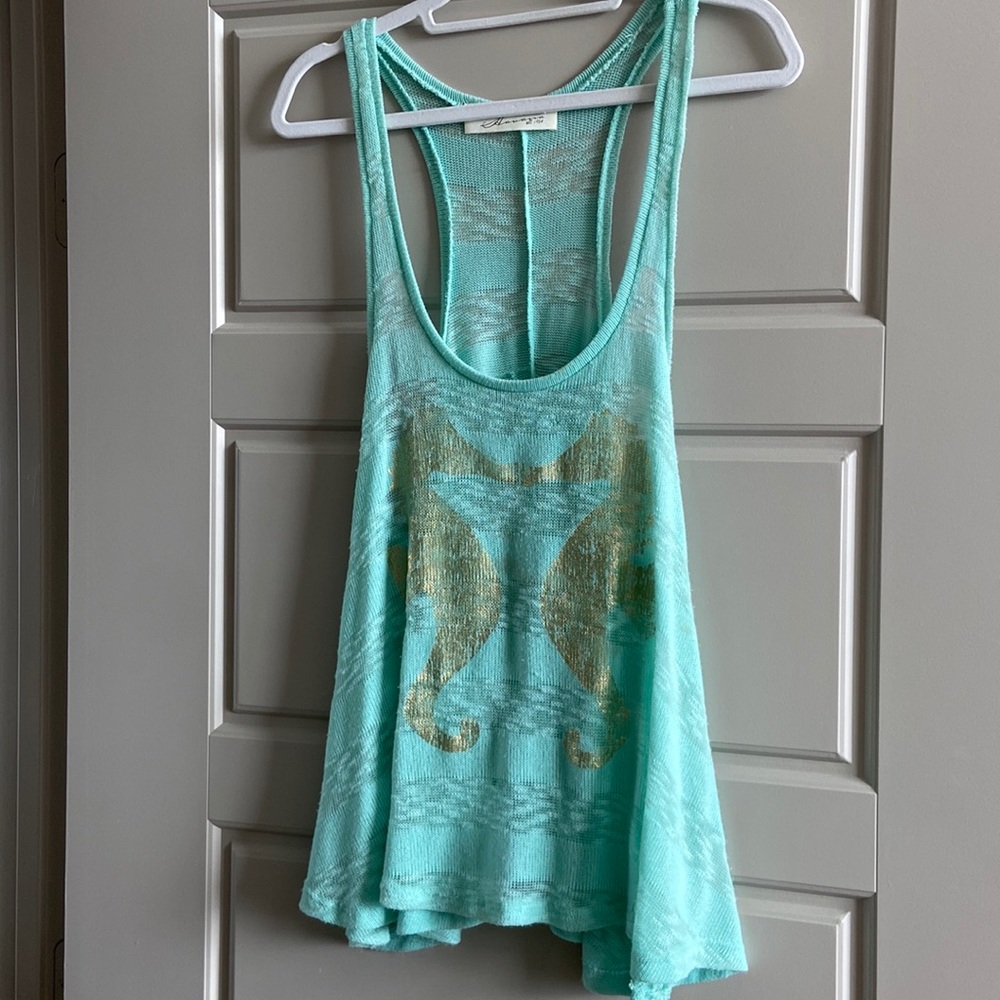 Mint green tank top/beach coverup